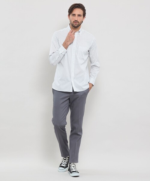 MACKINTOSH LONDON（マッキントッシュ ロンドン）の「ストレッチタイプライターストライプボタンダウンシャツ（シャツ/ブラウス・メンズ・パープル/オレンジ/グレー系その他・XL/L/M）」の4枚目の写真