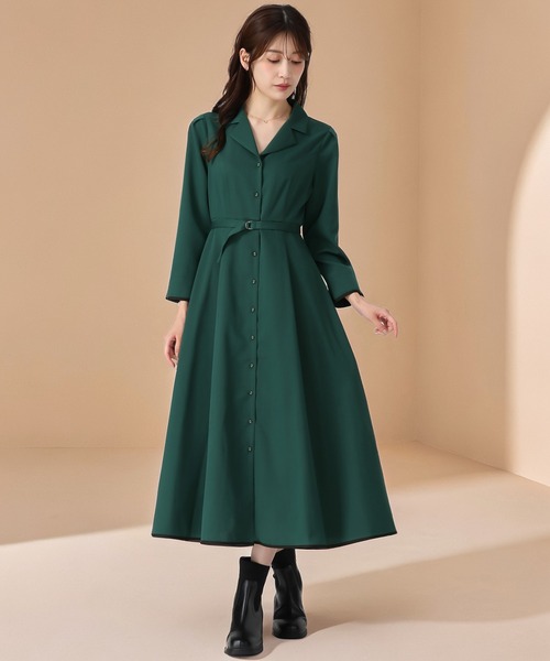 セール】2025秋冬新作 テーラー襟配色ワンピース（ワンピース）｜MISCH