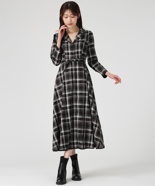 セール】2025秋冬新作 テーラー襟配色ワンピース（ワンピース）｜MISCH