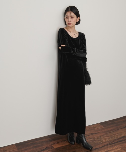 ベロアロングワンピース（ワンピース）｜Shelly island（シェリー
