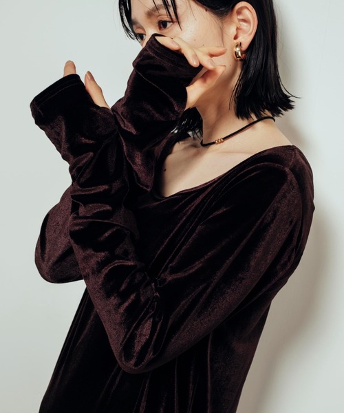 Shelly island（シェリーアイランド）の「ベロアロングワンピース（ワンピース・レディース・ブラック/ブラウン/グレー・FREE）」の15枚目の写真