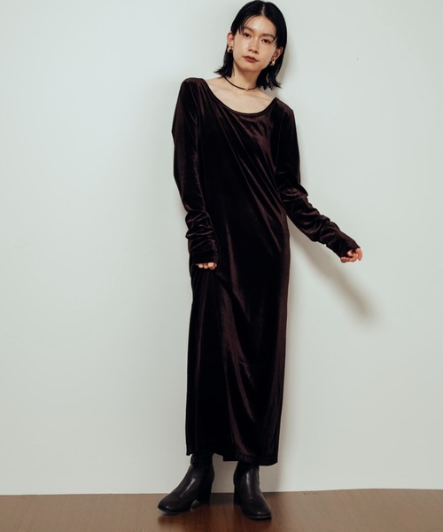 Shelly island（シェリーアイランド）の「ベロアロングワンピース（ワンピース・レディース・ブラック/ブラウン/グレー・FREE）」の16枚目の写真