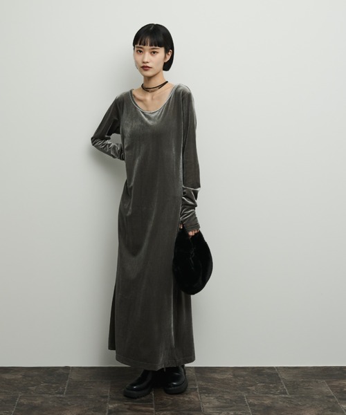 hysterics ワンピース　ベロア FREAK'S STORE/ベロア バレエネック ロング ワンピース【限定展開