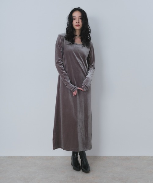 ベロアロングワンピース（ワンピース）｜Shelly island（シェリー