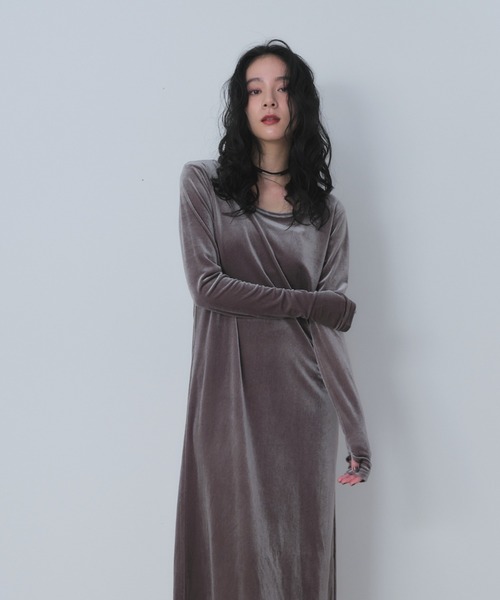 ベロアロングワンピース（ワンピース）｜Shelly island（シェリー