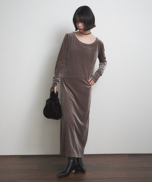 ベロアロングワンピース（ワンピース）｜Shelly island（シェリー