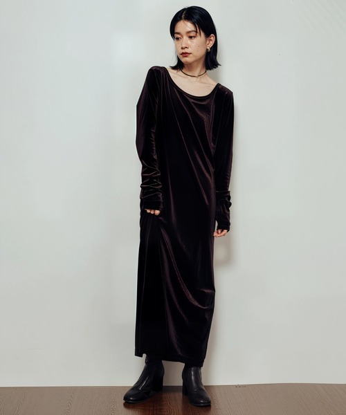 ベロアロングワンピース（ワンピース）｜Shelly island（シェリー