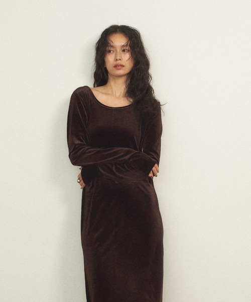 ベロアロングワンピース（ワンピース）｜Shelly island（シェリー