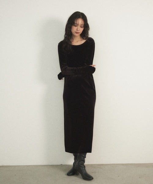 新品タグ付き♡ミストレアス♡ベロアワンピース♡ブラック ベロアロングワンピース（ワンピース）｜Shelly island（シェリー