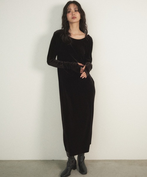 ベロアロングワンピース（ワンピース）｜Shelly island（シェリー