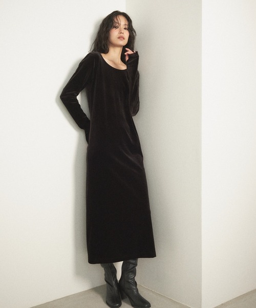 セール】ベロアロングワンピース（ワンピース）｜Shelly island