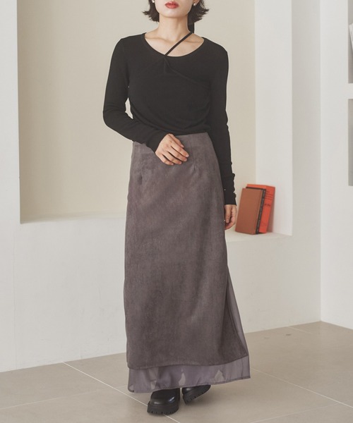 LAULEN(ローレン)の「sheer layered slit long skirt / シアーレイヤードスリットロングスカート(スカート・レディース・ブラウン/グレー/ブラック・S/M)」の7枚目の写真