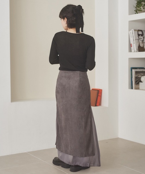 LAULEN(ローレン)の「sheer layered slit long skirt / シアーレイヤードスリットロングスカート(スカート・レディース・ブラウン/グレー/ブラック・S/M)」の8枚目の写真