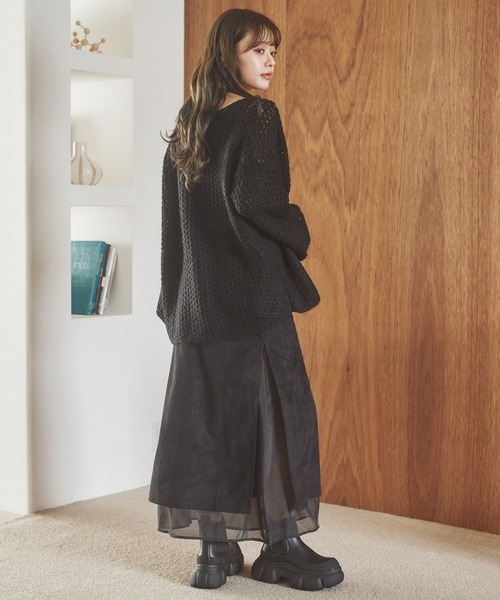 LAULEN(ローレン)の「sheer layered slit long skirt / シアーレイヤードスリットロングスカート(スカート・レディース・ブラウン/グレー/ブラック・S/M)」の4枚目の写真