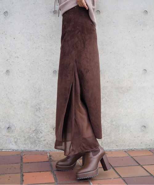 LAULEN(ローレン)の「sheer layered slit long skirt / シアーレイヤードスリットロングスカート(スカート・レディース・ブラウン/グレー/ブラック・S/M)」の9枚目の写真