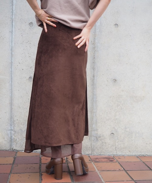 LAULEN(ローレン)の「sheer layered slit long skirt / シアーレイヤードスリットロングスカート(スカート・レディース・ブラウン/グレー/ブラック・S/M)」の19枚目の写真