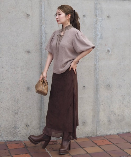 LAULEN(ローレン)の「sheer layered slit long skirt / シアーレイヤードスリットロングスカート(スカート・レディース・ブラウン/グレー/ブラック・S/M)」の13枚目の写真