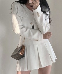 YUGA_YGMC Tweed pleated skirt