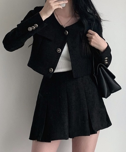 FREE STYLISTS(フリー スタイリスト)の「YUGA_YGMC Tweed pleated skirt(スカート・レディース・ベージュ/ブラック/ホワイト・S/M)」の2枚目の写真