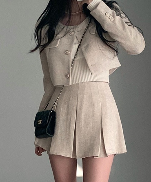 FREE STYLISTS(フリー スタイリスト)の「YUGA_YGMC Tweed pleated skirt(スカート・レディース・ベージュ/ブラック/ホワイト・S/M)」の10枚目の写真