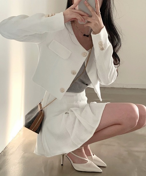 FREE STYLISTS(フリー スタイリスト)の「YUGA_YGMC Tweed pleated skirt(スカート・レディース・ベージュ/ブラック/ホワイト・S/M)」の16枚目の写真