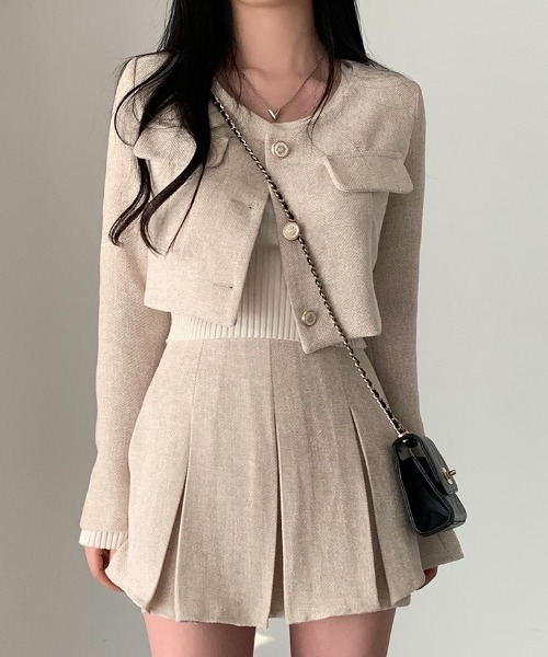 FREE STYLISTS(フリー スタイリスト)の「YUGA_YGMC Tweed pleated skirt(スカート・レディース・ベージュ/ブラック/ホワイト・S/M)」の15枚目の写真