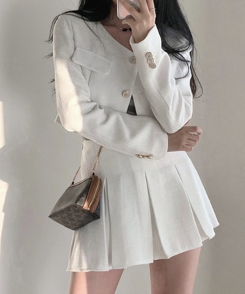 FREE STYLISTS(フリー スタイリスト)の「YUGA_YGMC Tweed pleated skirt(スカート・レディース・ベージュ/ブラック/ホワイト・S/M)」の14枚目の写真
