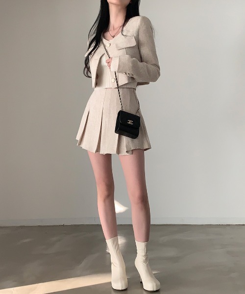 FREE STYLISTS(フリー スタイリスト)の「YUGA_YGMC Tweed pleated skirt(スカート・レディース・ベージュ/ブラック/ホワイト・S/M)」の8枚目の写真