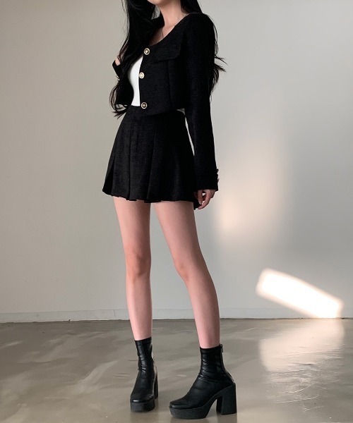 FREE STYLISTS(フリー スタイリスト)の「YUGA_YGMC Tweed pleated skirt(スカート・レディース・ベージュ/ブラック/ホワイト・S/M)」の12枚目の写真