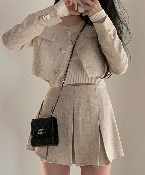FREE STYLISTS(フリー スタイリスト)の「YUGA_YGMC Tweed pleated skirt(スカート・レディース・ベージュ/ブラック/ホワイト・S/M)」の9枚目の写真
