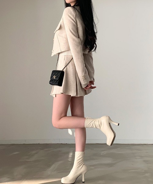 FREE STYLISTS(フリー スタイリスト)の「YUGA_YGMC Tweed pleated skirt(スカート・レディース・ベージュ/ブラック/ホワイト・S/M)」の6枚目の写真