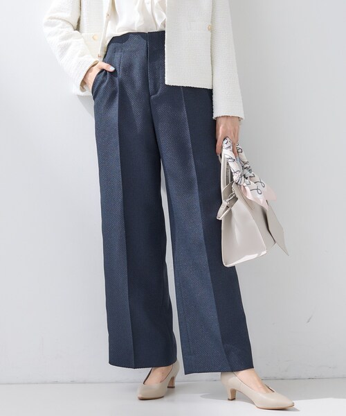 INDIVI(インディヴィ)の「【褒められパンツ/ウール調素材】ラメ混ワイドパンツ(その他パンツ・レディース・ネイビー/ダークグレー/オフホワイト・03/40/38/36/19/15 /13/12/05)」の1枚目の写真