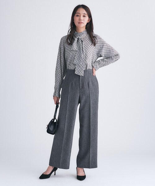 INDIVI(インディヴィ)の「【褒められパンツ/ウール調素材】ラメ混ワイドパンツ(その他パンツ・レディース・ネイビー/ダークグレー/オフホワイト・03/40/38/36/19/15 /13/12/05)」の16枚目の写真