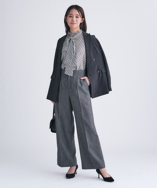 INDIVI(インディヴィ)の「【褒められパンツ/ウール調素材】ラメ混ワイドパンツ(その他パンツ・レディース・ネイビー/ダークグレー/オフホワイト・03/40/38/36/19/15 /13/12/05)」の17枚目の写真