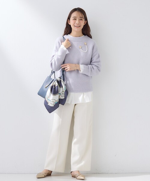 セール】【褒められパンツ/ウール調素材】ラメ混ワイドパンツ（その他