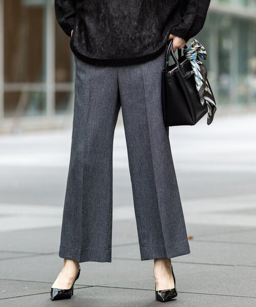 INDIVI(インディヴィ)の「【褒められパンツ/ウール調素材】ラメ混ワイドパンツ(その他パンツ・レディース・ネイビー/ダークグレー/オフホワイト・03/40/38/36/19/15 /13/12/05)」の6枚目の写真