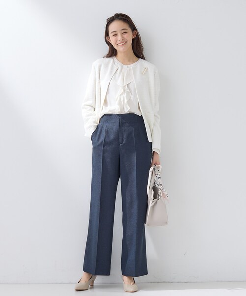 INDIVI(インディヴィ)の「【褒められパンツ/ウール調素材】ラメ混ワイドパンツ(その他パンツ・レディース・ネイビー/ダークグレー/オフホワイト・03/40/38/36/19/15 /13/12/05)」の9枚目の写真