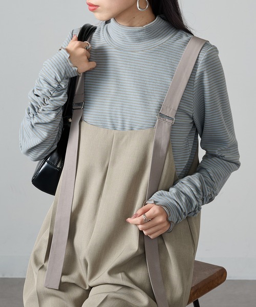 SETUP7(セットアップセブン)の「【SETUP7】ボーダー柄両面起毛スムースタートル長袖 GLR(Tシャツ/カットソー・レディース・ブルー系その他/ブラック系1/グレー系1/ブラウン系1・L/M/LL)」の21枚目の写真
