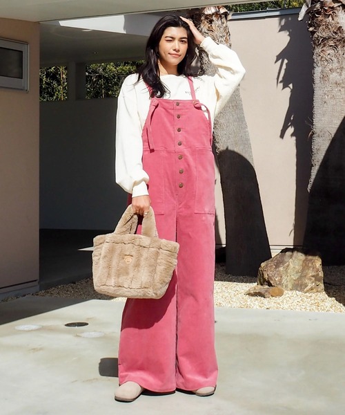 BILLABONG(ビラボン)の「BILLABONG レディース CORDUROY SALOPETTE L ロングパンツ 【2025年秋冬モデル】/ビラボンボタンフライコーデュロイサロペット(サロペット/オーバーオール・レディース・ブラック/ベージュ/ピンク系その他・MEDIUM)」の3枚目の写真