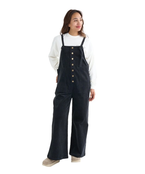 BILLABONG(ビラボン)の「BILLABONG レディース CORDUROY SALOPETTE L ロングパンツ 【2025年秋冬モデル】/ビラボンボタンフライコーデュロイサロペット(サロペット/オーバーオール・レディース・ブラック/ベージュ/ピンク系その他・MEDIUM)」の2枚目の写真