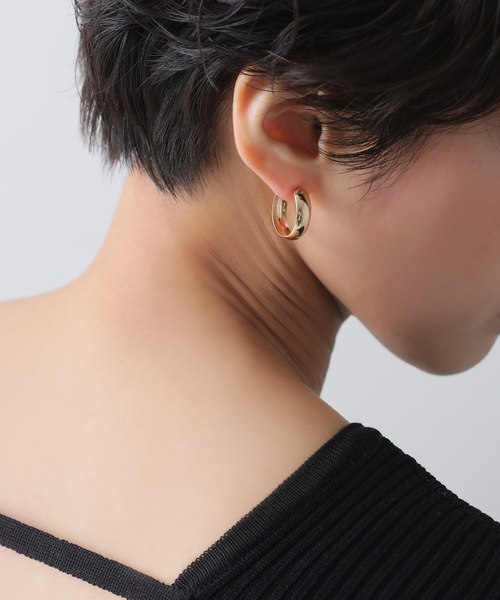 ワイドライン2cmフープピアス K10（両耳）（ピアス（両耳用））｜Lilas