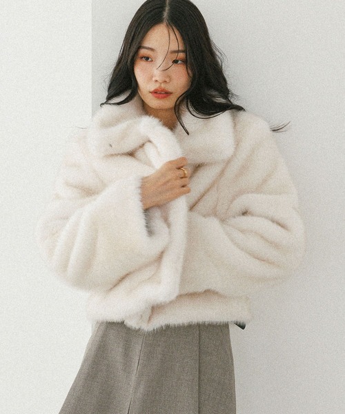 Heather（ヘザー）の「MIXファーショートジャケット　604693（その他アウター・レディース・ブラウン/ベージュ/オフホワイト・FREE）」の16枚目の写真