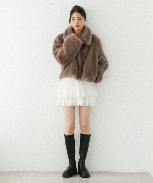 MIXファーショートジャケット 604693（その他アウター）｜Heather