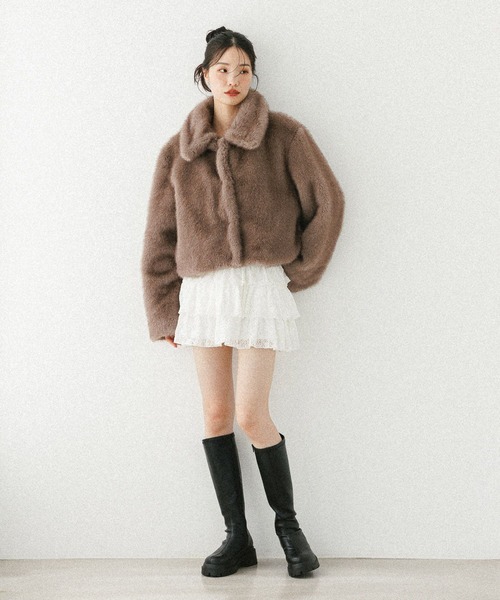 MIXファーショートジャケット 604693（その他アウター）｜Heather