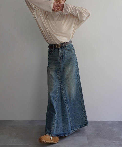 Rashik(ラシク)の「【Rashik】Aラインフレアデニムスカート ロング 夏 フレア デニム(デニムスカート・レディース・ブルー/ブラック/インディゴブルー/ライトブルー・S/M)」の20枚目の写真