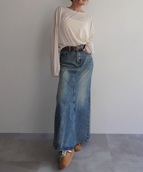Rashik(ラシク)の「【Rashik】Aラインフレアデニムスカート ロング 夏 フレア デニム(デニムスカート・レディース・ブルー/ブラック/インディゴブルー/ライトブルー・S/M)」の21枚目の写真