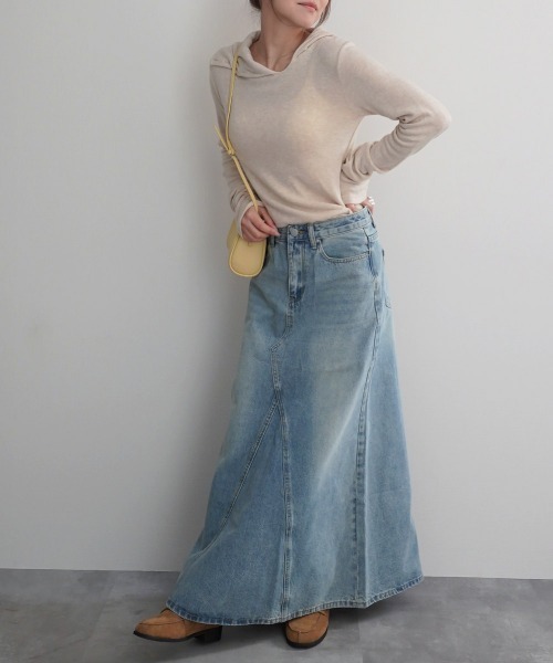 Rashik(ラシク)の「【Rashik】Aラインフレアデニムスカート ロング 夏 フレア デニム(デニムスカート・レディース・ブルー/ブラック/インディゴブルー/ライトブルー・S/M)」の11枚目の写真