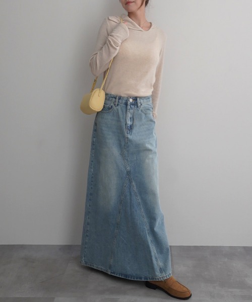 Rashik(ラシク)の「【Rashik】Aラインフレアデニムスカート ロング 夏 フレア デニム(デニムスカート・レディース・ブルー/ブラック/インディゴブルー/ライトブルー・S/M)」の10枚目の写真