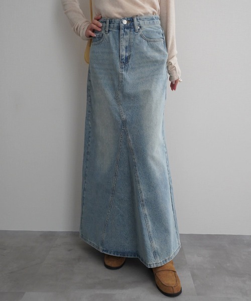 Rashik(ラシク)の「【Rashik】Aラインフレアデニムスカート ロング 夏 フレア デニム(デニムスカート・レディース・ブルー/ブラック/インディゴブルー/ライトブルー・S/M)」の9枚目の写真