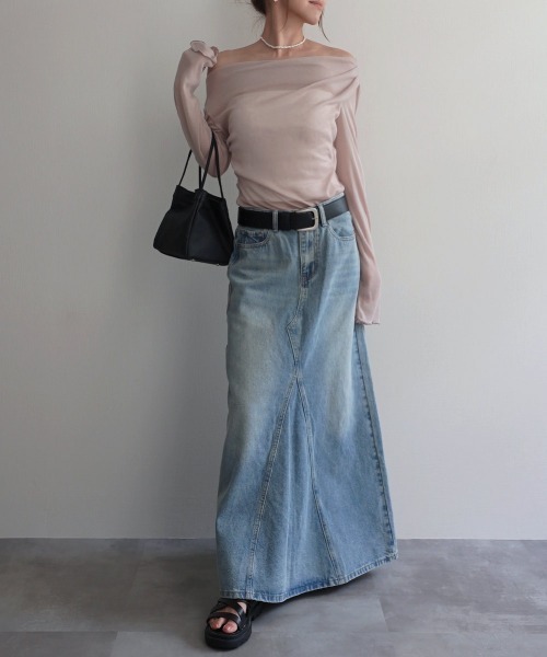 Rashik(ラシク)の「【Rashik】Aラインフレアデニムスカート ロング 夏 フレア デニム(デニムスカート・レディース・ブルー/ブラック/インディゴブルー/ライトブルー・S/M)」の8枚目の写真